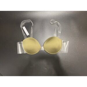 Monica Hansen Beachwear NWT Bikini Top Clear‎ Plastic Straps Khaki Size Large